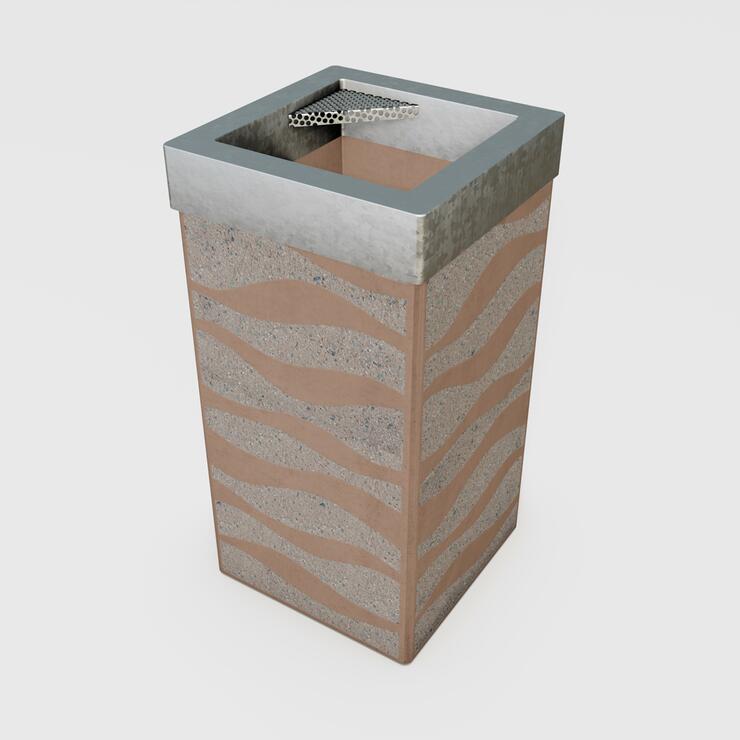 Mestský mobiliár: Betónový odpadkový kôš Zora - BDK 40/40/80 Zora koš kar tryskaná vlnka