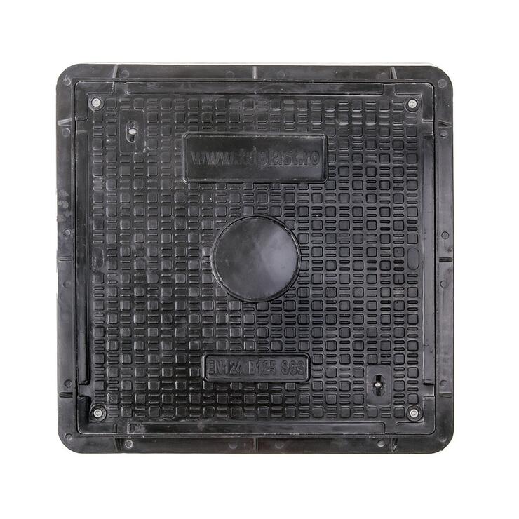 Poklop kompozitný štvorcový SMC 600x600 mm B125 uzamykateľný - Poklop kompozitní čtvercový SMC 600x600mm B125 uzamykatelný
