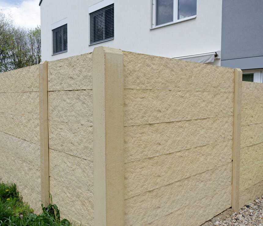 Plot DEKOR obojstranný reliéf KAMEŇ, stĺpiky HLADKÉ farba piesková - foto č.5