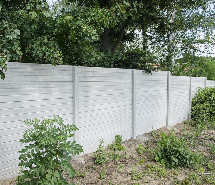 Betónový plot DEKOR jednostranný reliéf PRKNO, stĺpiky HLADKÉ farba natural - foto č.6