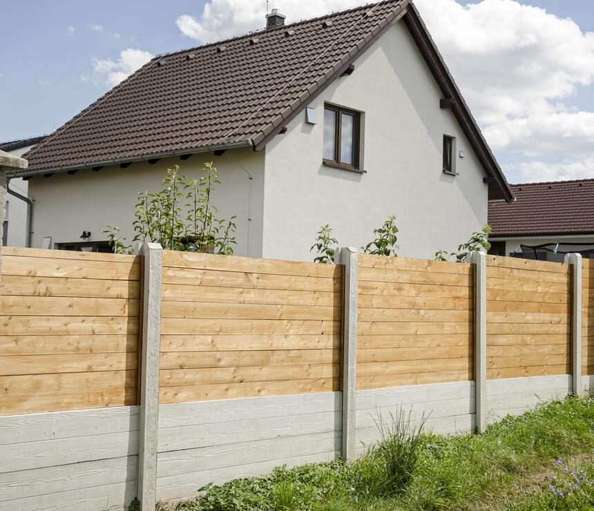 Plot DEKOR obojstranný reliéf PRKNO, stĺpiky HLADKÉ farba natural - foto č.2