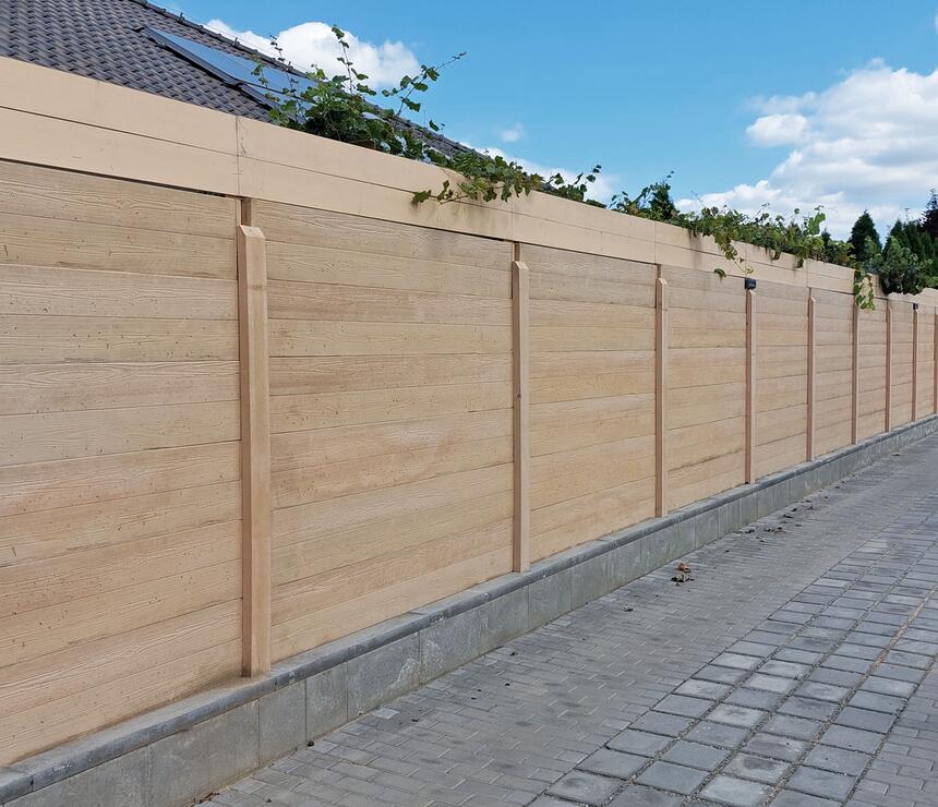 Plot DEKOR obojstranný reliéf PRKNO, stĺpiky HLADKÉ farba béžová - foto č.3