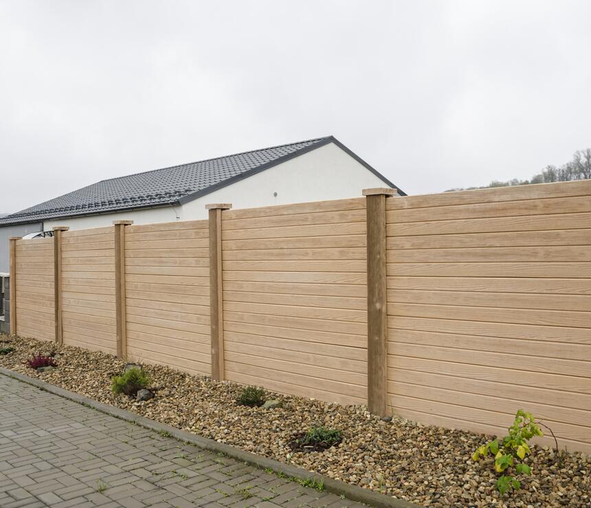 Plot DEKOR jednostranný reliéf PRKNO, stĺpiky reliéf DREVO, hlavica reliéf DREVO farba béžová - foto č.3