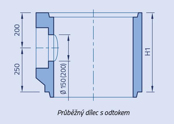 Priebežný dielec s odtokom pre uličný vpust 450 - Nákres rozměrů - foto č.3