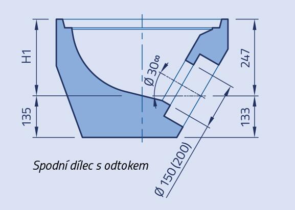 Spodný dielec s odtokom pre uličný vpust 450 - Nákres rozměrů - foto č.3